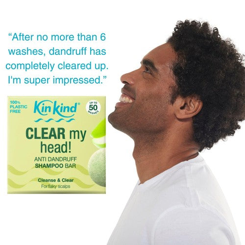 KinKind CLEAR My Head! Anti Dandruff Solid Shampoo Bar for Flaky Scalp