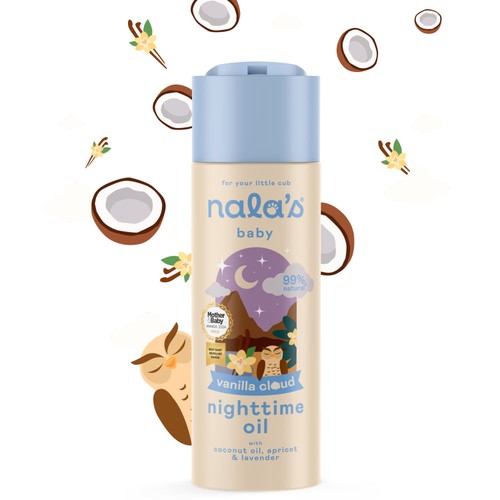 Nala's Baby Nighttime Oil Vanilla Cloud 200ml, imported from the UK