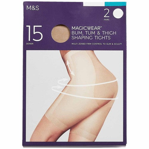 M&S Womens 15 Denier Magicwear Tights, Small, Rose Quartz
