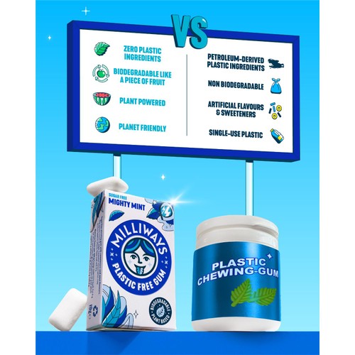 Milliways Mighty Mint chewing gum 19g, imported from the UK