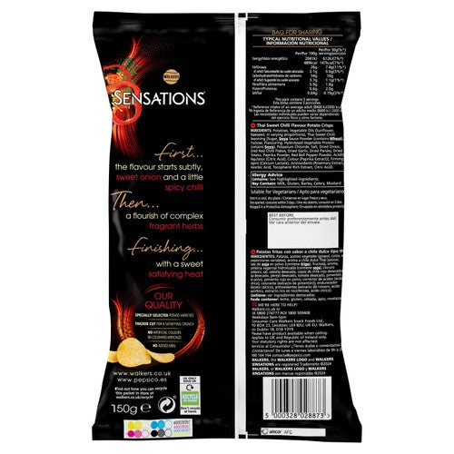 Sensations Thai Sweet Chilli crisps 150g (British brand)