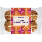 Ocado hot cross buns 6 per pack, imported from the UK