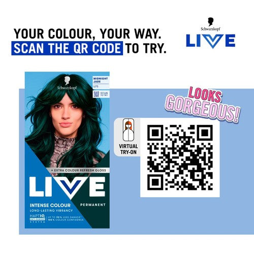 Schwarzkopf LIVE Intense Colour U75 Midnight Jade hair dye box, UK version