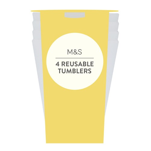 M&S white reusable picnic tumblers 4 pack, imported from the UK