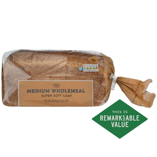 M&S wholemeal medium sliced bread 800g, imported from the UK