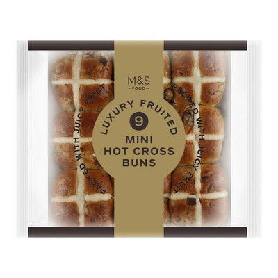 M&S M&S Mini Luxury Fruited Hot Cross Buns 9 Count- Buy online at McGrocer