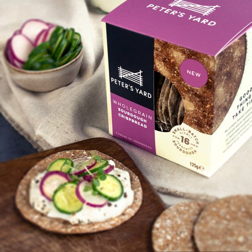Peter's Yard wholegrain sourdough crispbread 125g, imported from the UK