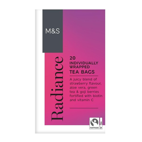 M&S strawberry cucumber flavoured tea bags 20 pack, imported from the UK