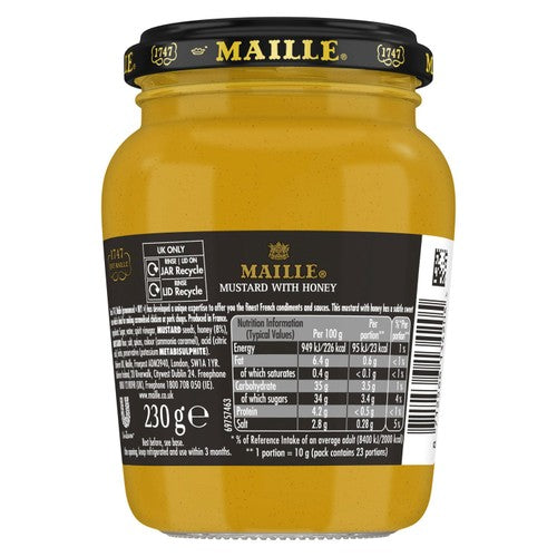 Maille Dijon mustard with honey 230g, imported from the UK