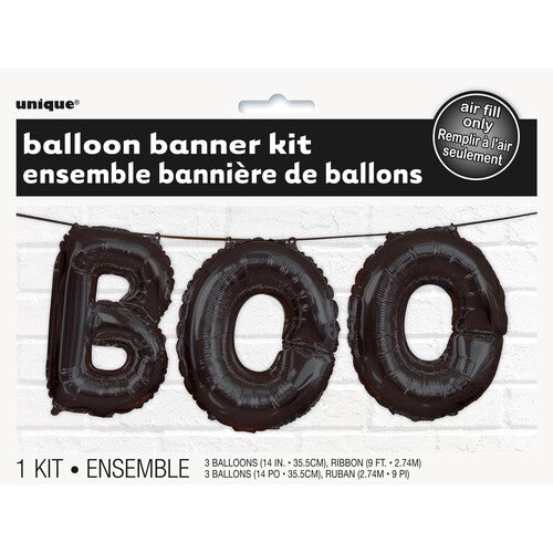 Boo Black Foil Halloween Balloon Banner Kit