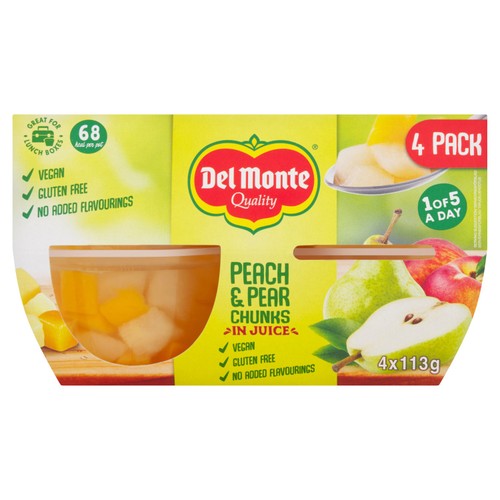 Del Monte peach and pear fruit pot 4x113g - British product