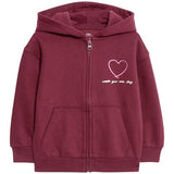 M&S Heart Zip Through Hoodie, 5-6 Years, Claret