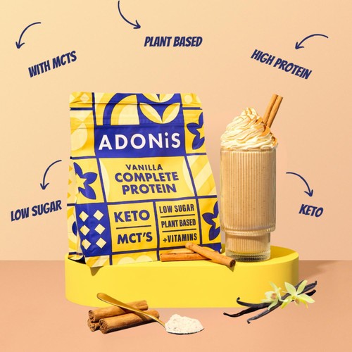 Adonis keto protein shake vanilla bag, imported from the UK