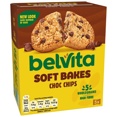 Belvita Choc Chips Soft Bakes breakfast biscuits 5 pack - British product