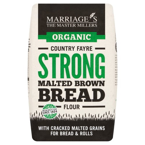 W & H Marriage Organic Strong Malted Brown Bread Flour 1kg, imported from the UK