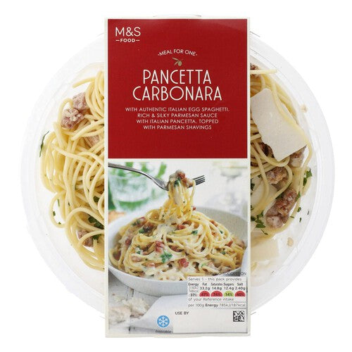 Italian Pasta Carbonara with Pancetta and Cheese Sauce Single Serving Tray