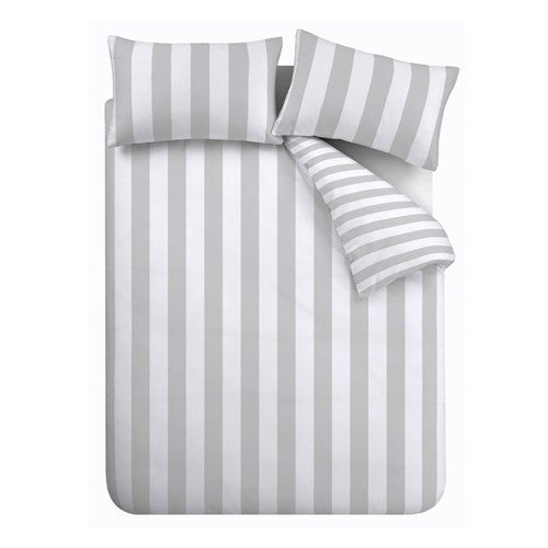Catherine Lansfield Cove Stripe Double Duvet Set Silver