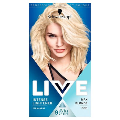 M&S Schwarzkopf LIVE Intense Lightener Permanent Colouration Max Blonde 00B Hair Lightener Kit 115ml- Buy online at McGrocer