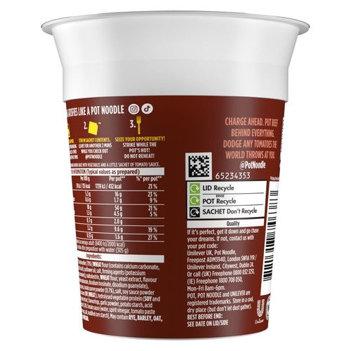 Pot Noodle Beef & Tomato instant noodle pot 90g, imported from the UK