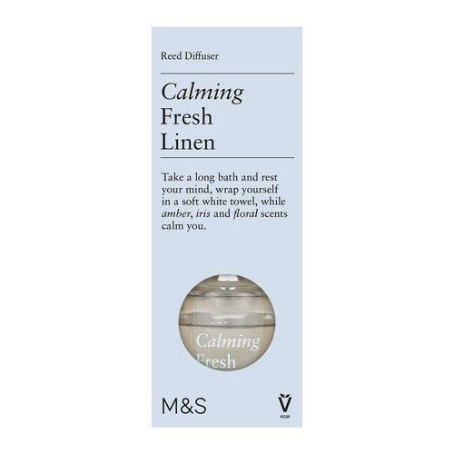 M&S Fresh Linen reed diffuser 80ml, imported from the UK