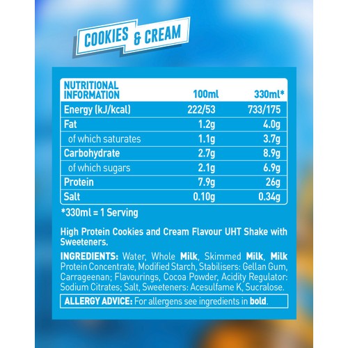 Grenade protein shake cookies and cream 330ml, UK version