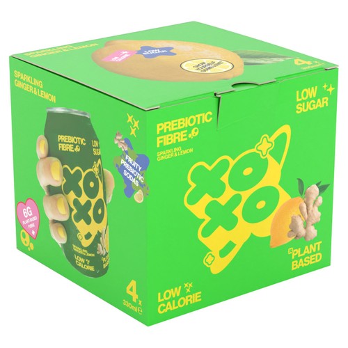 XOXO Sparkling Ginger & Lemon Soda 4 x 330ml (British brand)