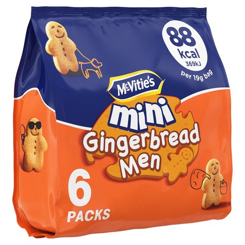 Mcvitie's Mini Gingerbread Men biscuits multipack, imported from the UK