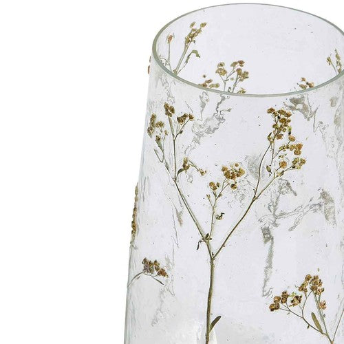 M&S pressed flower glass vase, clear medium size, UK version
