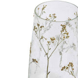 M&S pressed flower glass vase, clear medium size, UK version