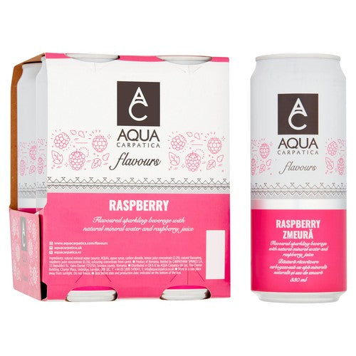 Aqua Carpatica Sparkling Flavoured Water Raspberry 4 x 330ml - British product