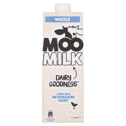 Moo whole long life milk 1L, imported from the UK