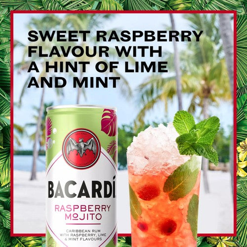 Bacardi raspberry mojito cocktail in a can - British product