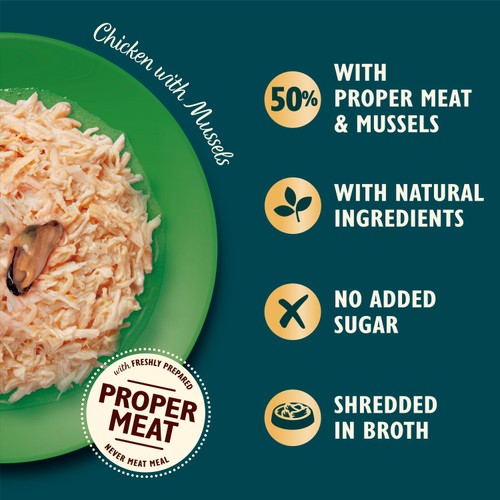 Lily's Kitchen shredded chicken and mussels wet cat food 70g, UK version