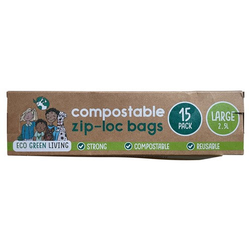 Eco Green Living compostable resealable ziplock bags 2.5L - British product