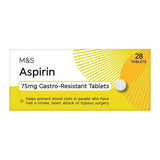 M&S aspirin 75mg gastro-resistant tablets (British brand)