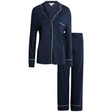 M&S Womens Autograph Cotton Modal Revere Pyjamas, M, Navy