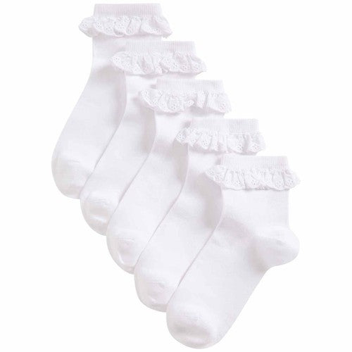M&S girls frill socks white size 4-7 large, imported from the UK