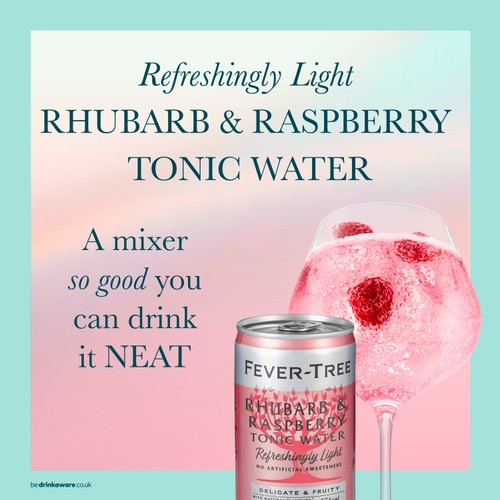 Fever-Tree light rhubarb & raspberry tonic water 8 x 150ml cans - British product