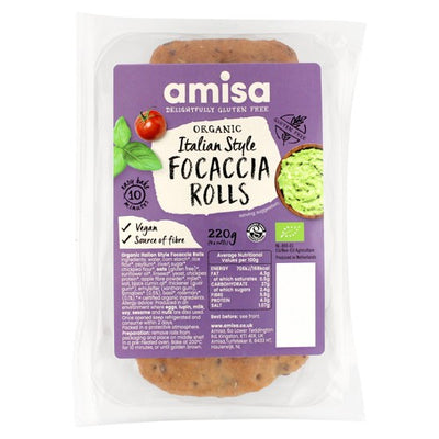 M&S Amisa Organic Gluten Free Part Baked Focaccia Rolls 220g- Buy online at McGrocer