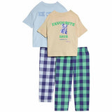 MS Boys Pure Cotton Checked Pyjama Set 2-3 Years Blue