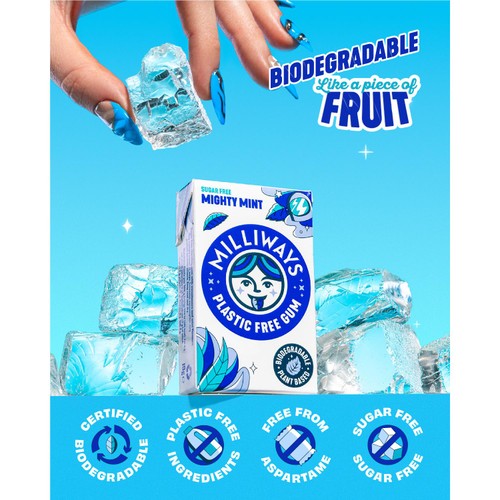 Milliways Mighty Mint chewing gum 19g, imported from the UK