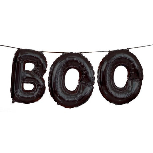 Boo Black Foil Halloween Balloon Banner Kit