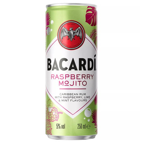 Bacardi raspberry mojito cocktail in a can - British product