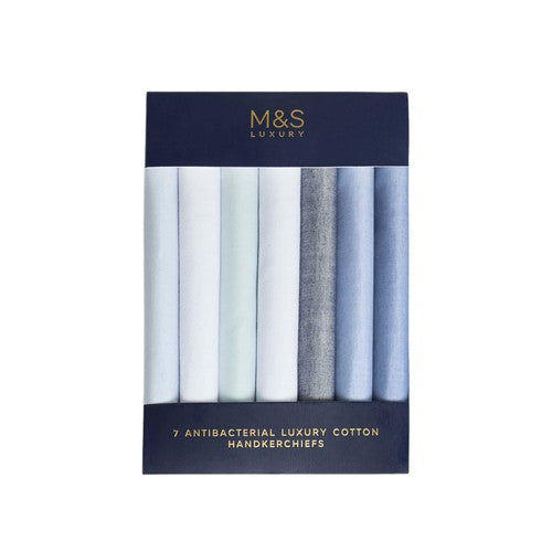 M&S cotton handkerchiefs blue mix 7-pack, UK version