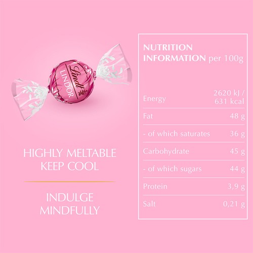 Lindt Lindor strawberries and cream chocolate truffles 200g box, UK version