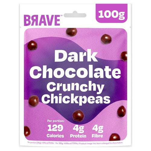 Brave roasted chickpea dark chocolate snack 100g - British product