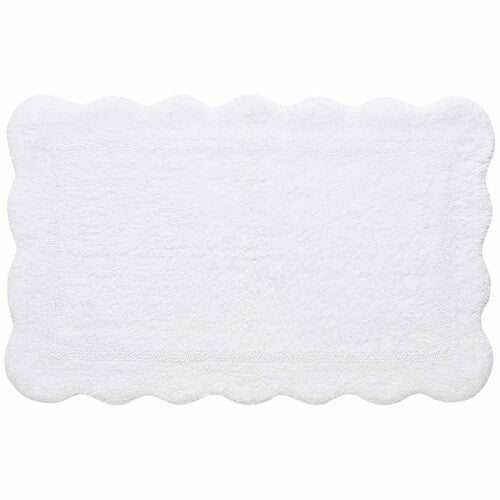 M&S Pure Cotton Scalloped Bath Mat, White
