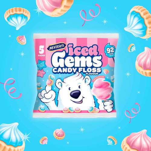 McVitie's Candyfloss Iced Gems Multipack 5 Pack, imported from the UK