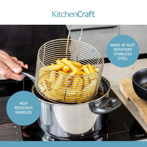 KitchenCraft large chip fryer with basket and lid 20cm, UK version