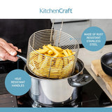 KitchenCraft large chip fryer with basket and lid 20cm, UK version